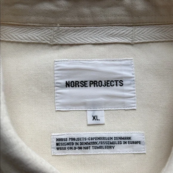 Norse Projects Men’s Beige Off-White Anton Denim Button Front L/S Shirt XL - Picture 2 of 11